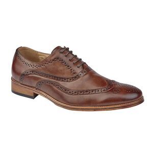 Goor Mens 5 Eye Wing Capped Oxford Brogues / Mid Brown